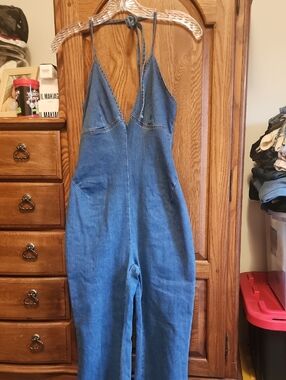 Denim Blue Women's Jumpsuit - Sleeveless V-Neck